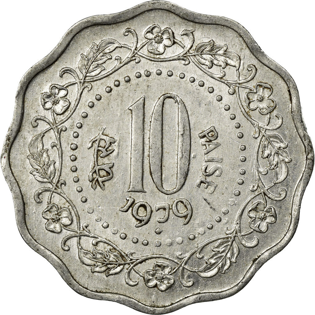 Coin, INDIA-REPUBLIC, 10 Paise, 1979, EF(40-45), Aluminum, KM:27.2