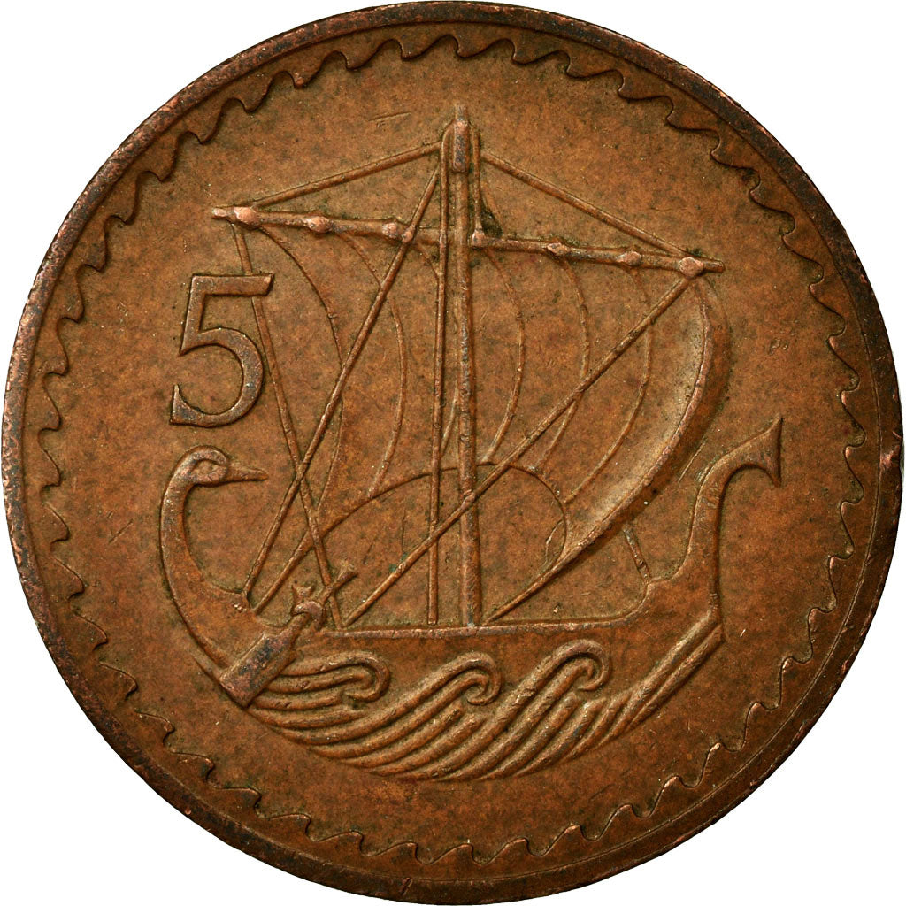 Moneta, Cipro, 5 Mils, 1976, BB, Bronzo, KM:39