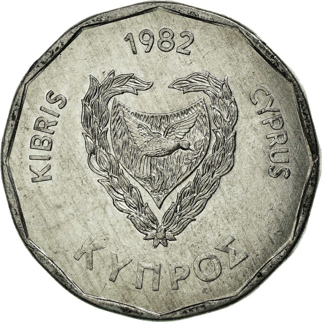 Coin, Cyprus, 5 Mils, 1982, EF(40-45), Aluminum, KM:50.2