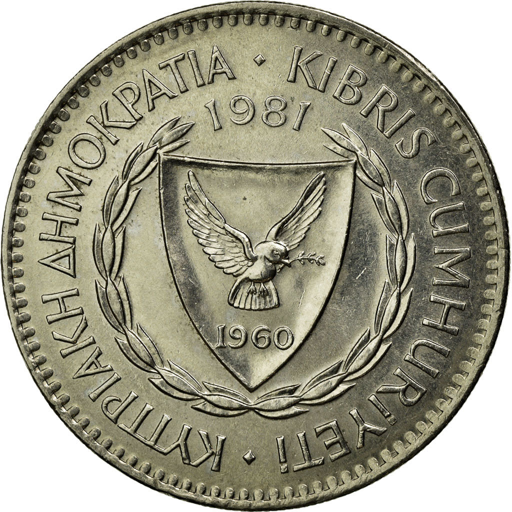 Coin, Cyprus, 100 Mils, 1981, AU(55-58), Copper-nickel, KM:42