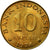 Coin, Indonesia, 10 Rupiah, 1974, AU(55-58), Brass Clad Steel, KM:38