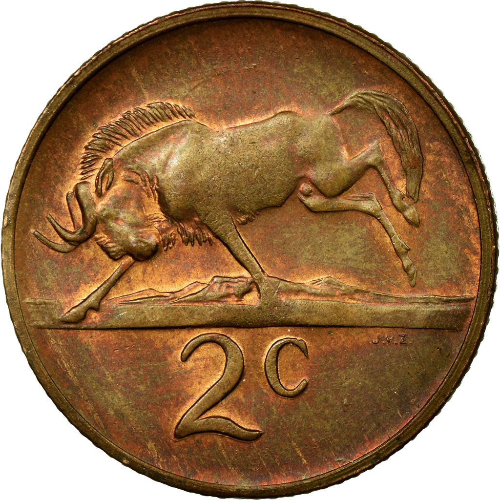 Coin, South Africa, 2 Cents, 1976, EF(40-45), Bronze, KM:92