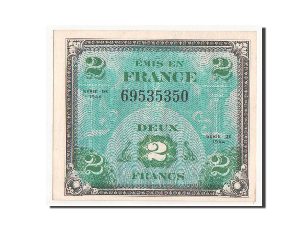 France, 2 Francs, 1944 Flag/France, 1944, KM #114a, UNC(63), 69535350, Fayette..