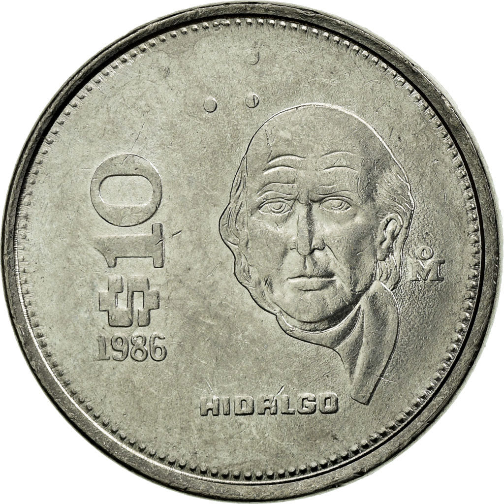 Moneda, México, 10 Pesos, 1986, Mexico City, MBC, Acero inoxidable, KM:512