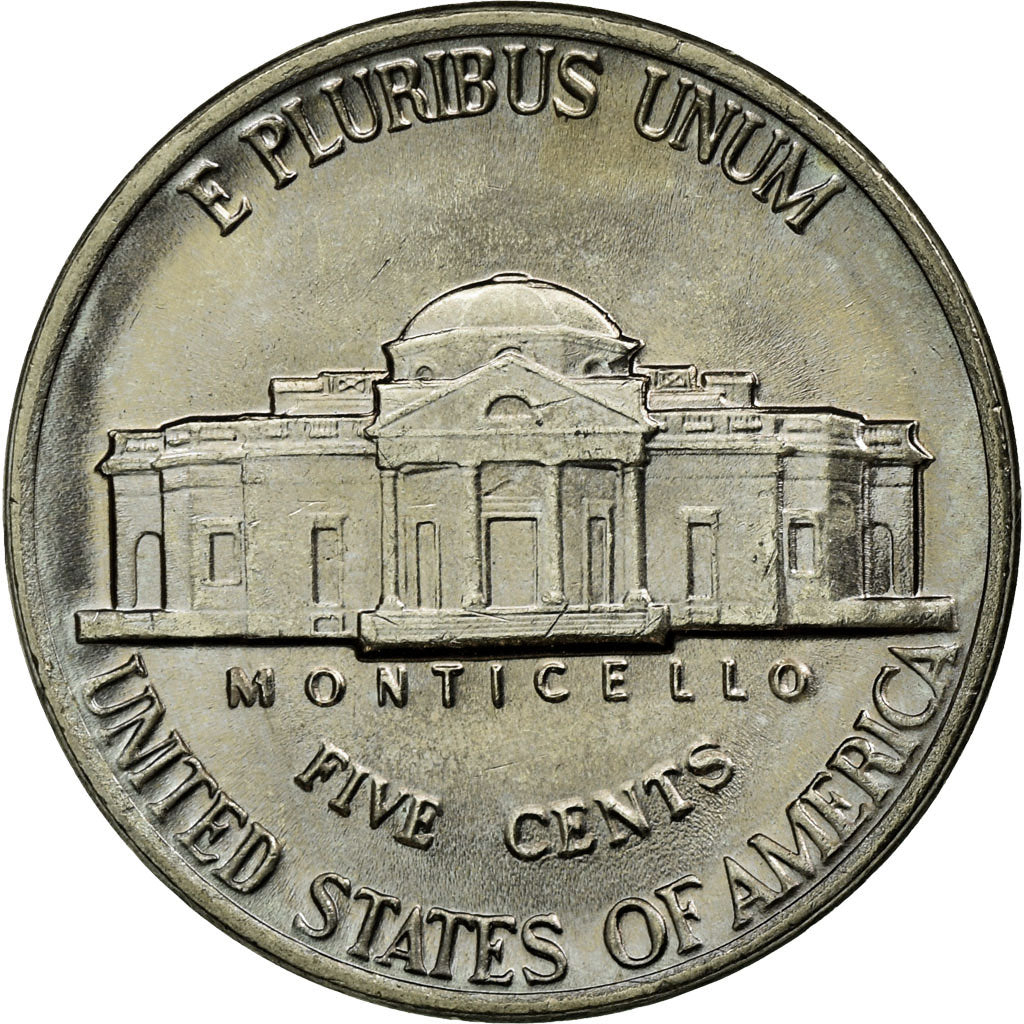 Coin, United States, Jefferson Nickel, 5 Cents, 1988, U.S. Mint, Denver