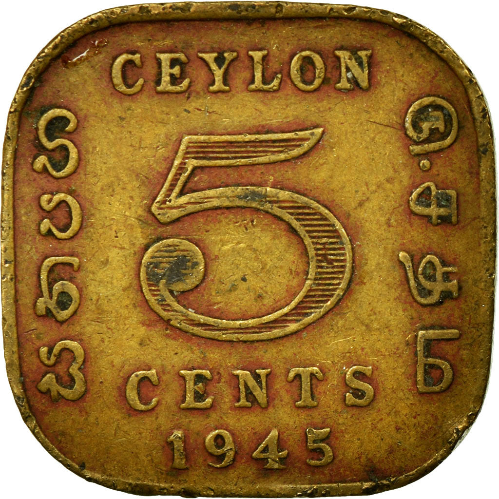 Münze, Ceylon, George VI, 5 Cents, 1945, S+, Nickel-brass, KM:113.2