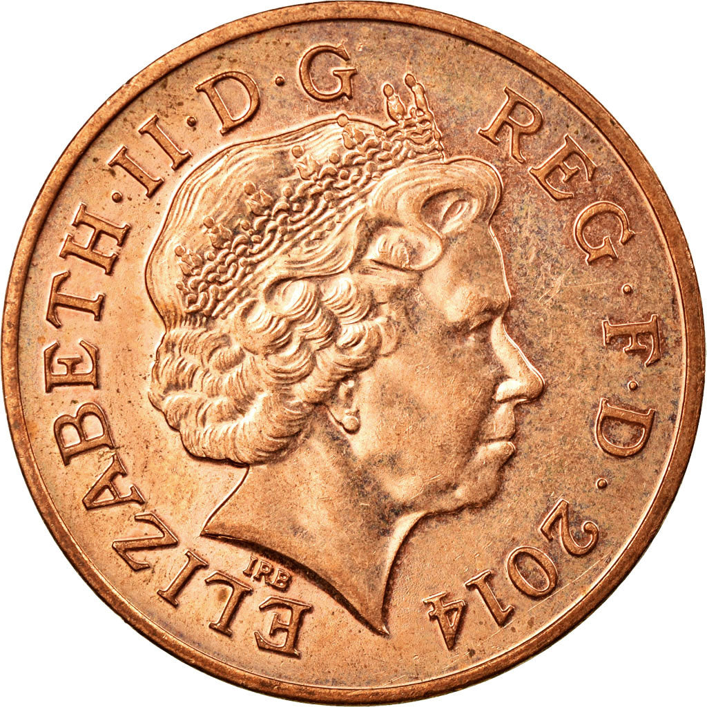 Coin, Great Britain, 2 New Pence, 2014, AU(55-58), Copper Plated Steel