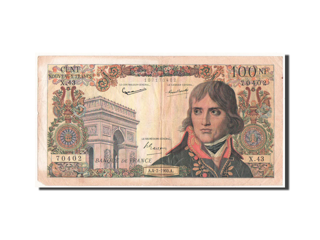 Francia, 500 Nouveaux Francs, 100 NF 1959-1964 ''Bonaparte'', 1960, KM:145a,...