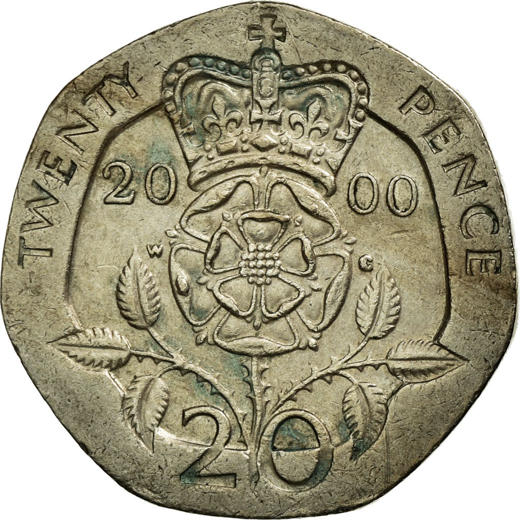 Coin, Great Britain, Elizabeth II, 20 Pence, 2000, EF(40-45), Copper-nickel