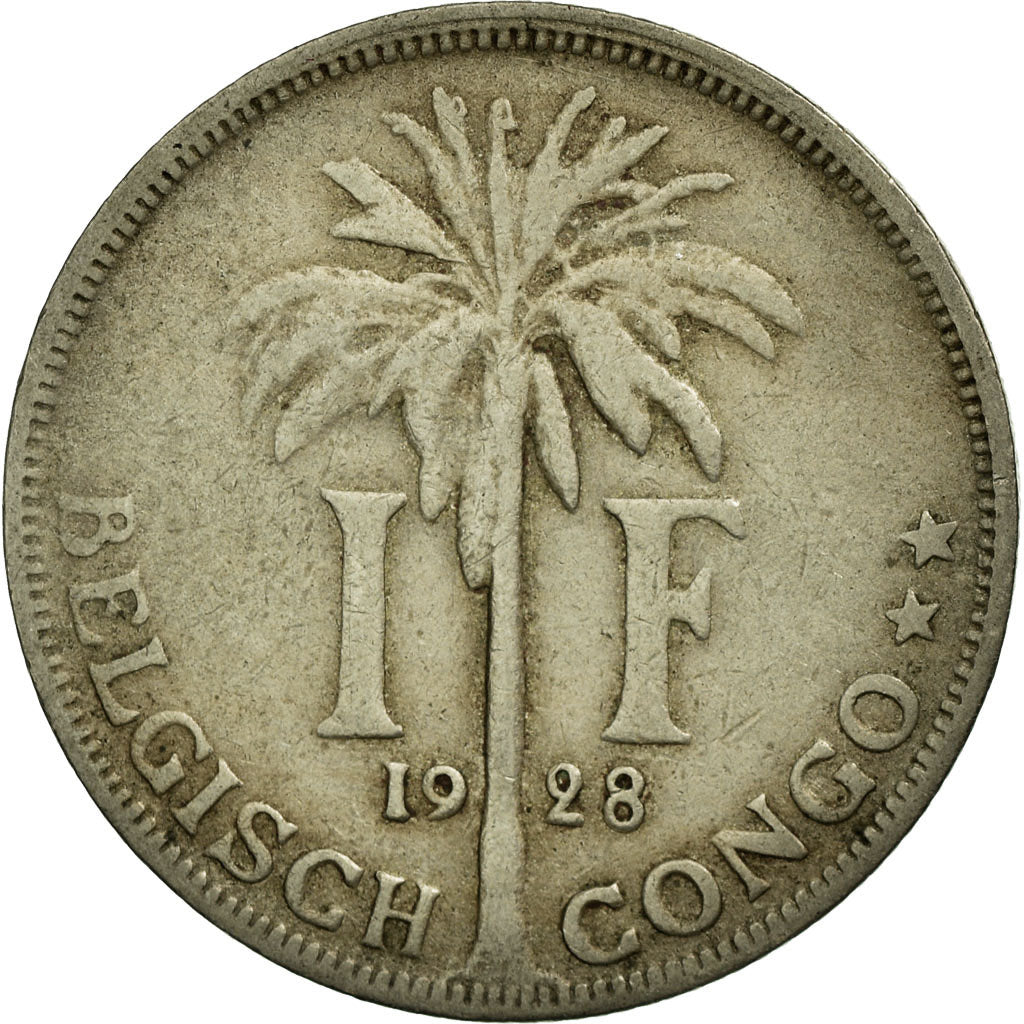 Coin, Belgian Congo, Franc, 1928, VF(20-25), Copper-nickel, KM:21