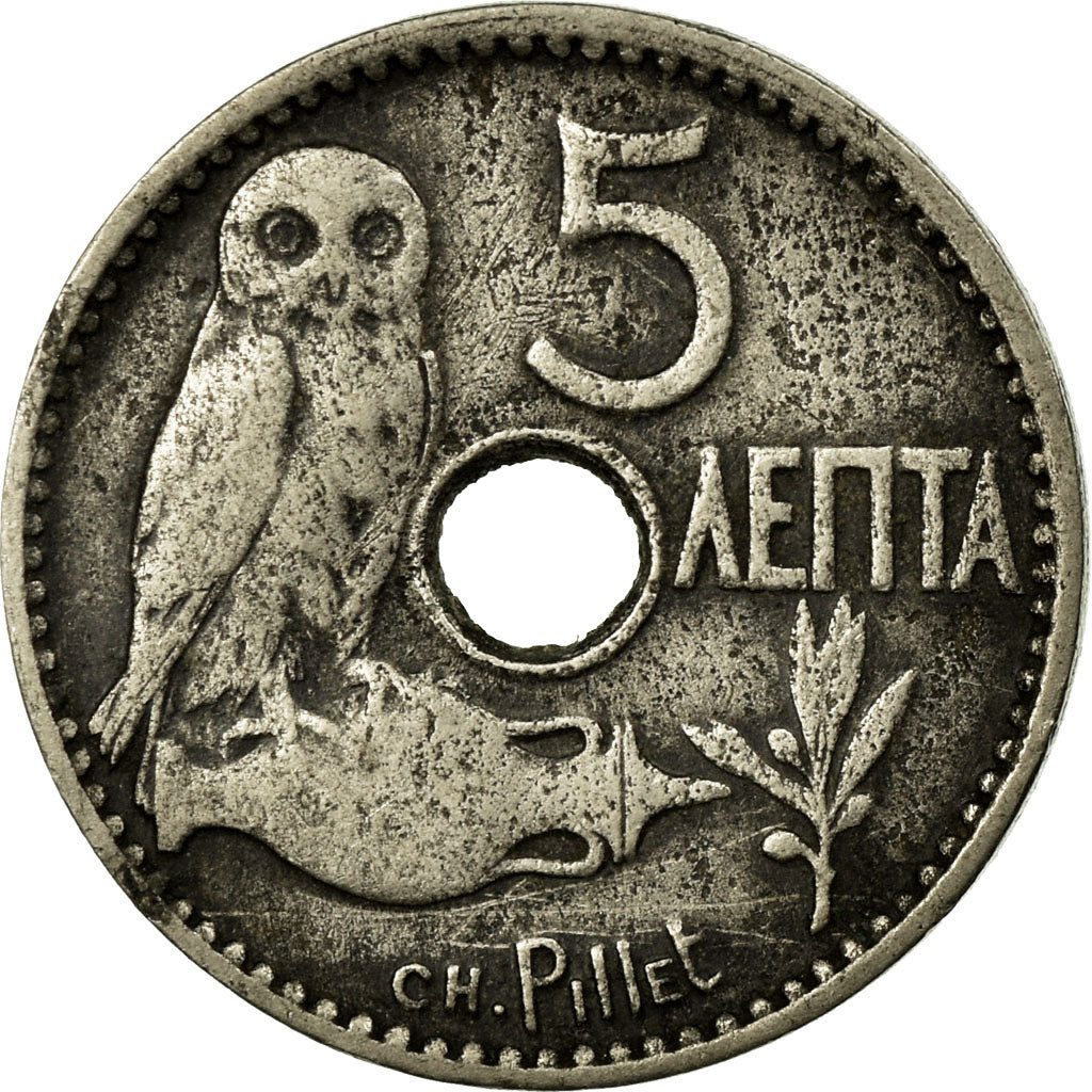 Coin, Greece, George I, 5 Lepta, 1912, VF(30-35), Nickel, KM:62