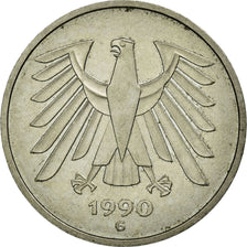 Coin, GERMANY - FEDERAL REPUBLIC, 5 Mark, 1990, Karlsruhe, EF(40-45)