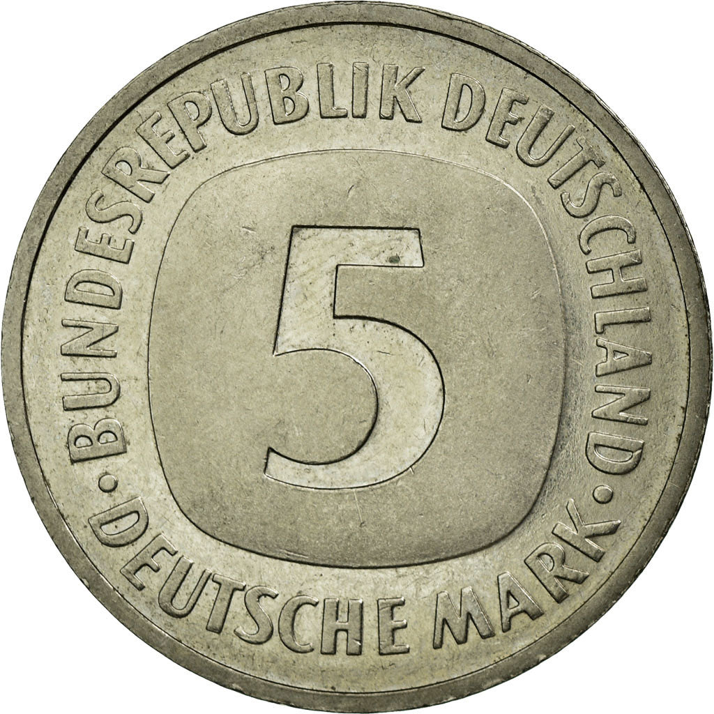 Coin, GERMANY - FEDERAL REPUBLIC, 5 Mark, 1990, Karlsruhe, EF(40-45)