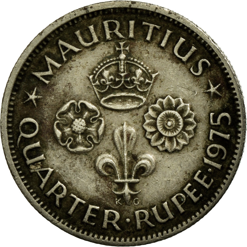 Coin, Mauritius, Elizabeth II, 1/4 Rupee, 1975, VF(30-35), Copper-nickel, KM:36