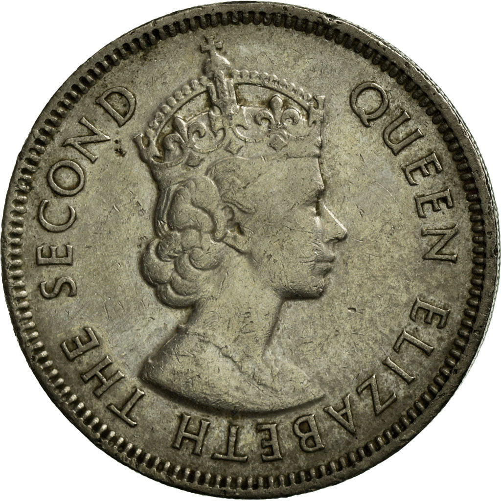 Coin, Mauritius, Elizabeth II, 1/2 Rupee, 1975, VF(30-35), Copper-nickel