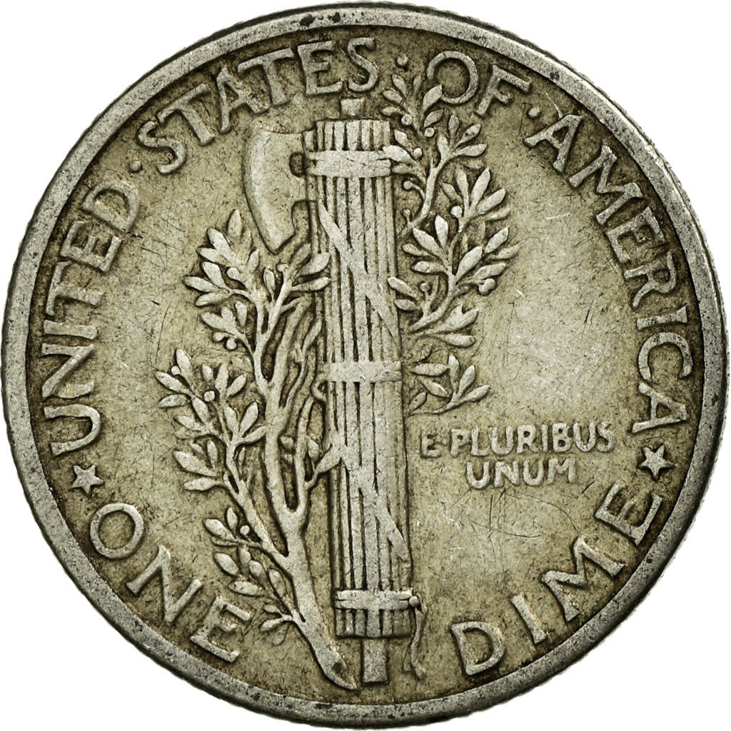 Coin, United States, Mercury Dime, Dime, 1938, U.S. Mint, Philadelphia
