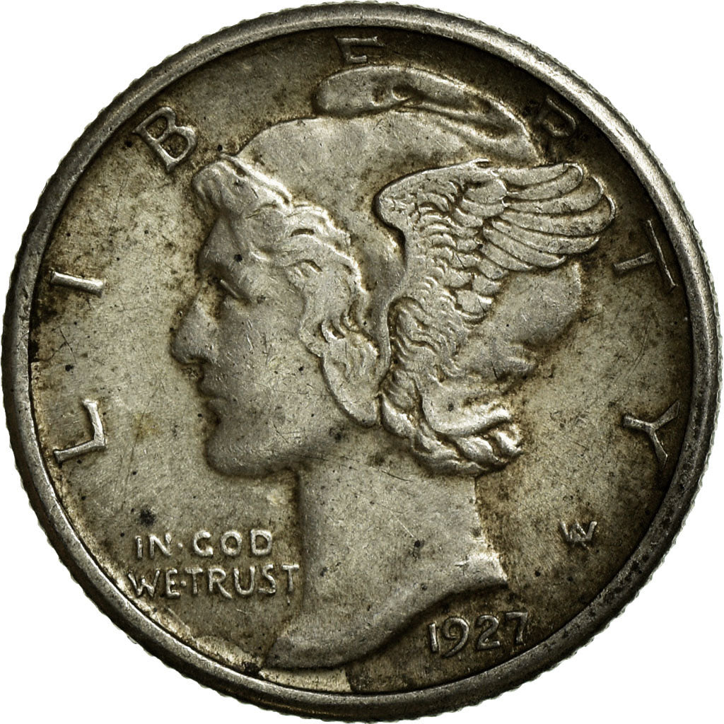Coin, United States, Mercury Dime, Dime, 1927, U.S. Mint, Philadelphia