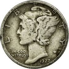 Coin, United States, Mercury Dime, Dime, 1927, U.S. Mint, Philadelphia