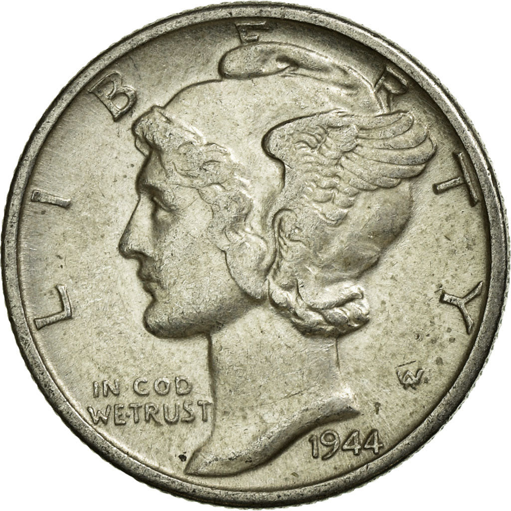 Coin, United States, Mercury Dime, Dime, 1944, U.S. Mint, Denver, EF(40-45)