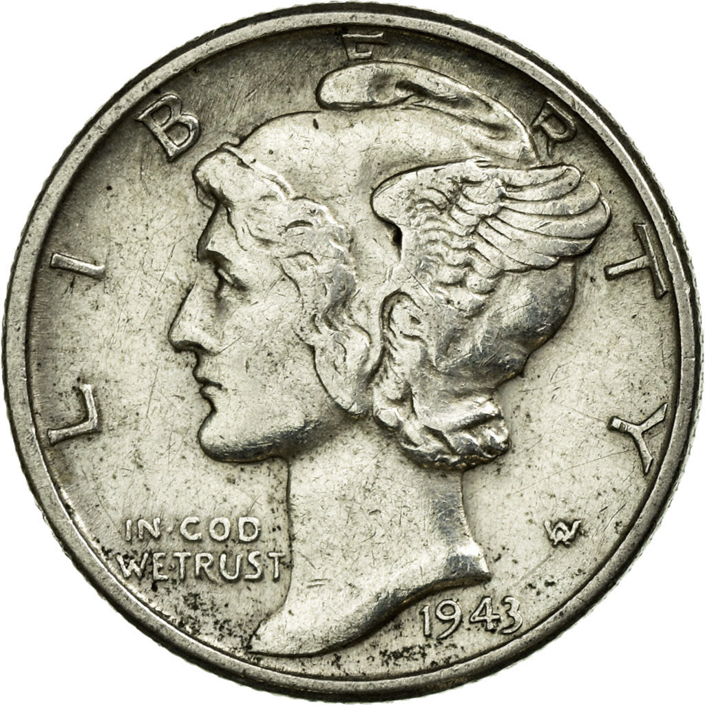 Moneta, Stati Uniti, Mercury Dime, Dime, 1943, U.S. Mint, Philadelphia, MB+