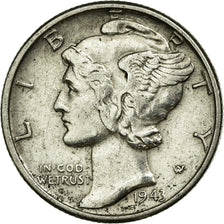 Moneta, Stati Uniti, Mercury Dime, Dime, 1943, U.S. Mint, Philadelphia, MB+