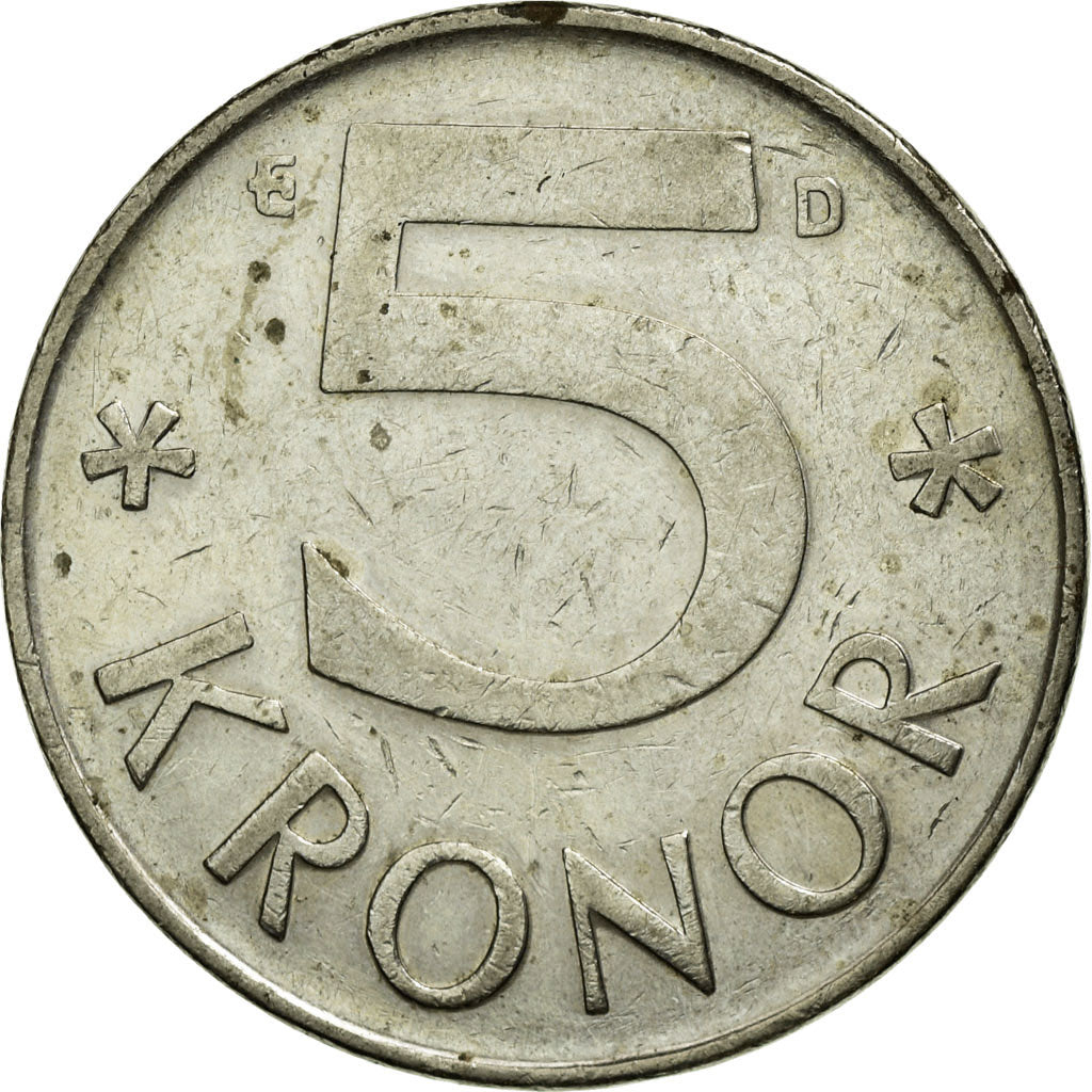 Monnaie, Suède, Carl XVI Gustaf, 5 Kronor, 1990, TTB, Copper-nickel, KM:853