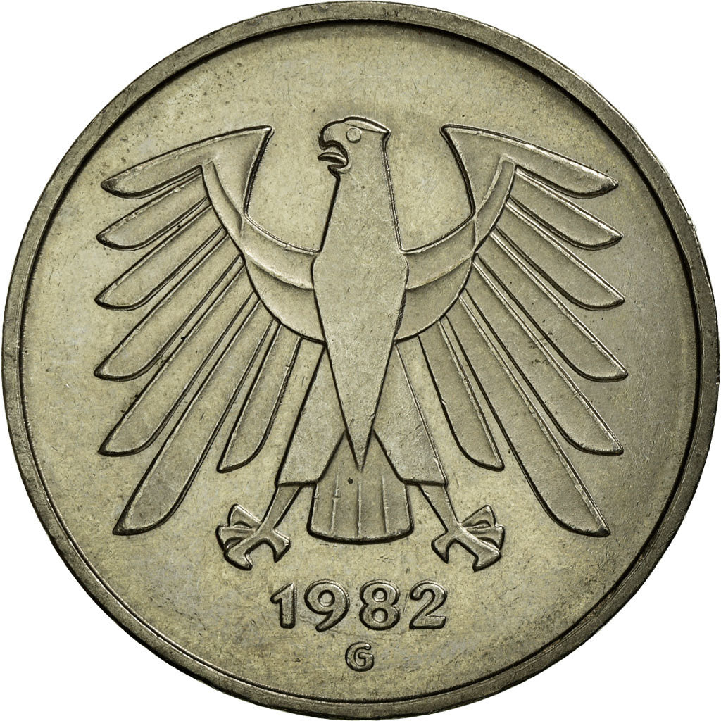 Coin, GERMANY - FEDERAL REPUBLIC, 5 Mark, 1982, Karlsruhe, EF(40-45)