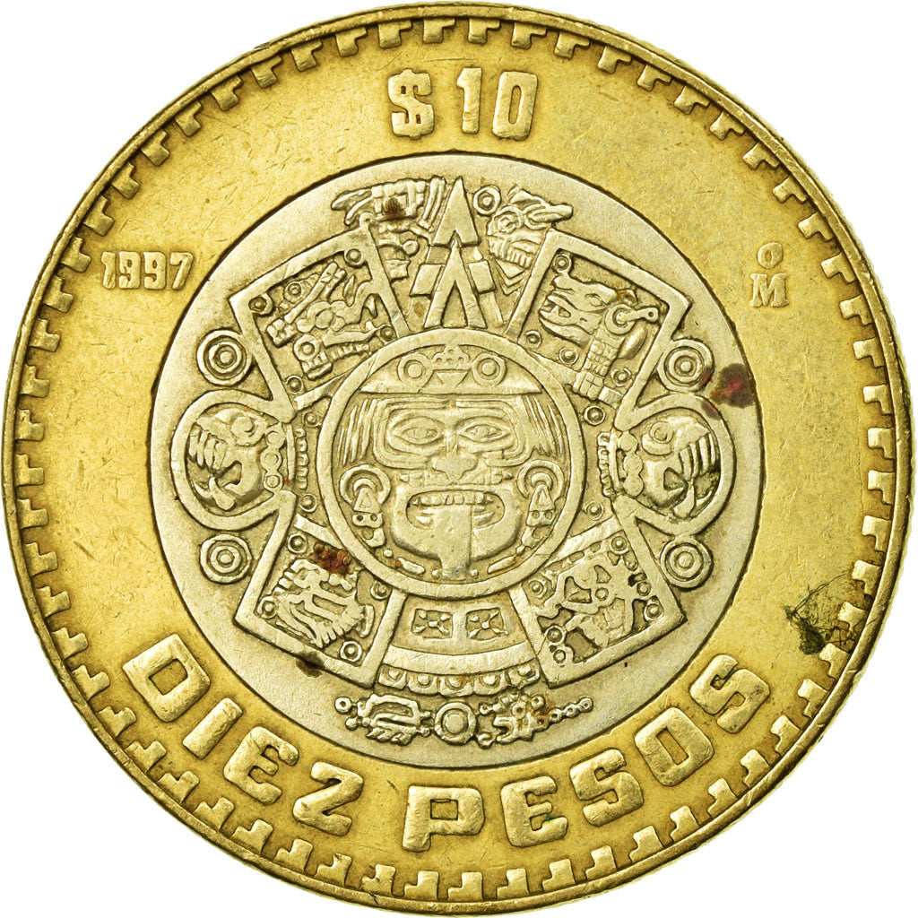 Coin, Mexico, 10 Pesos, 1997, Mexico City, EF(40-45), Bi-Metallic, KM:616