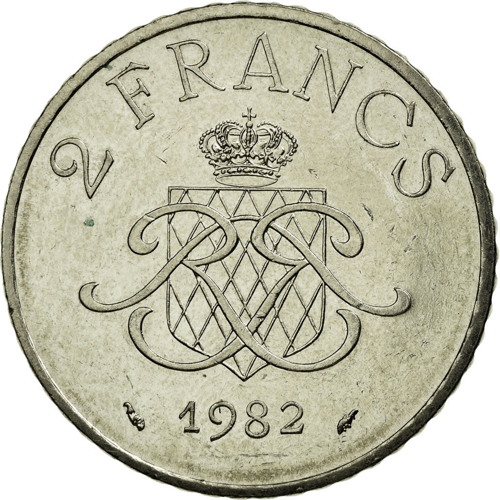 Moneta, Monaco, Rainier III, 2 Francs, 1982, BB, Nichel, KM:157, Gadoury:MC 151