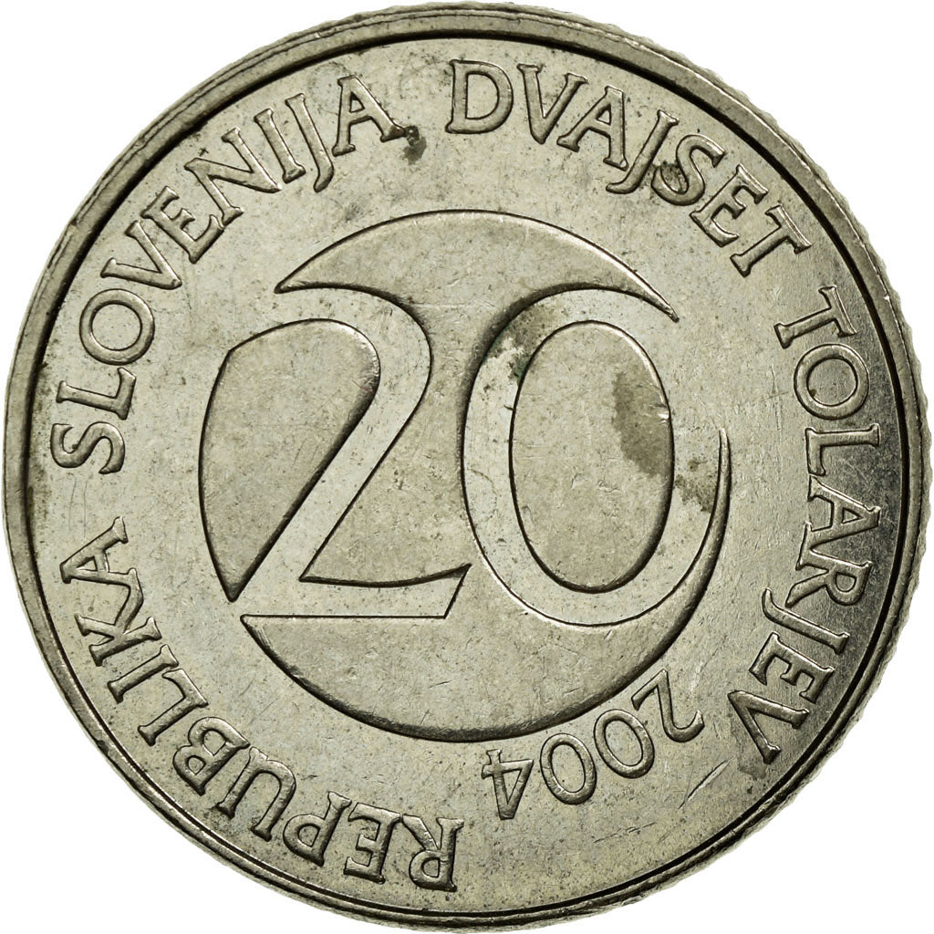 Coin, Slovenia, 20 Tolarjev, 2004, Kremnica, EF(40-45), Copper-nickel, KM:51