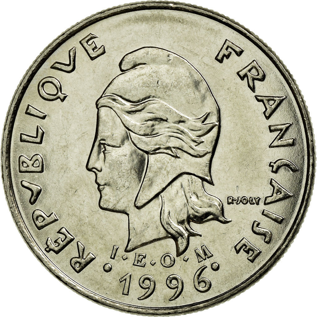 Moeda, Nova Caledónia, 10 Francs, 1996, Paris, AU(55-58), Níquel, KM:11