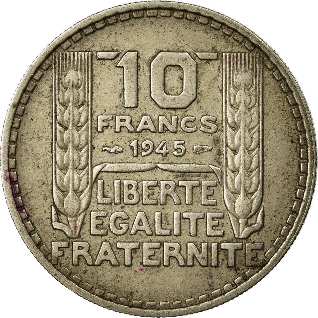 Moeda, França, Turin, 10 Francs, 1945, Paris, EF(40-45), Cobre-níquel