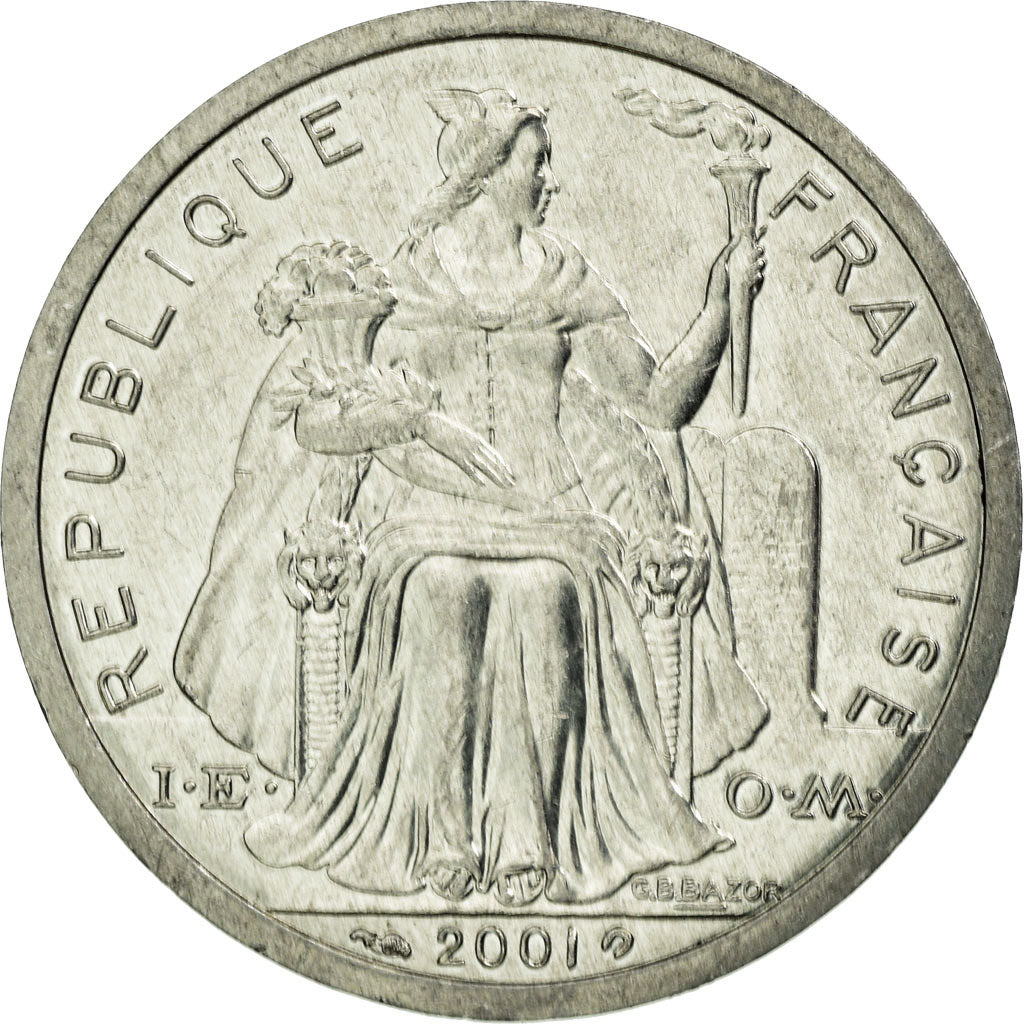 Coin, French Polynesia, 2 Francs, 2001, Paris, AU(55-58), Aluminum, KM:10