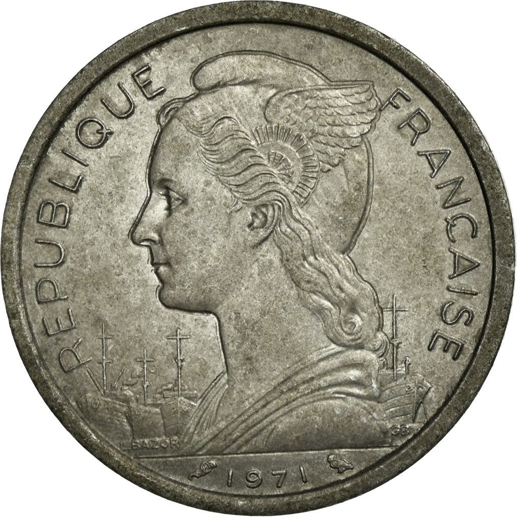 Coin, Réunion, 2 Francs, 1971, EF(40-45), Aluminum, KM:8