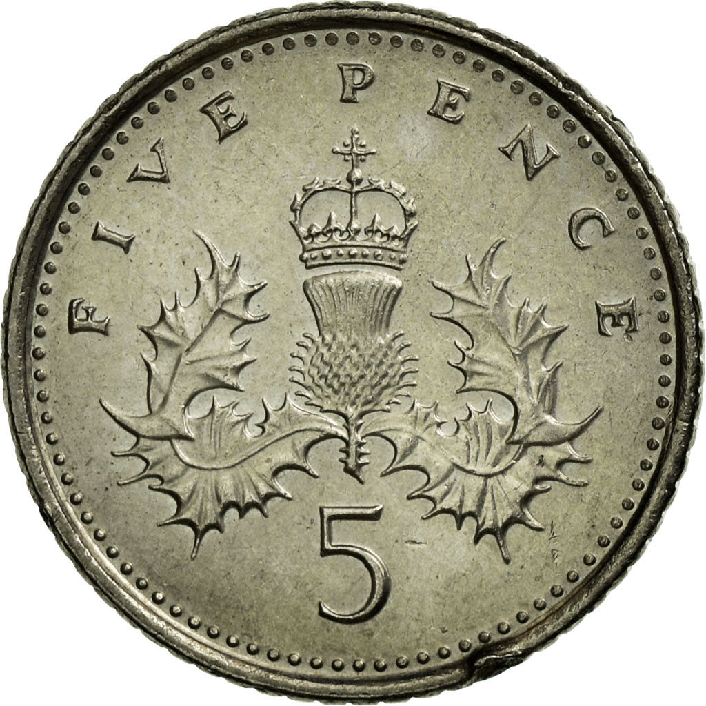 Coin, Great Britain, Elizabeth II, 5 Pence, 2001, EF(40-45), Copper-nickel