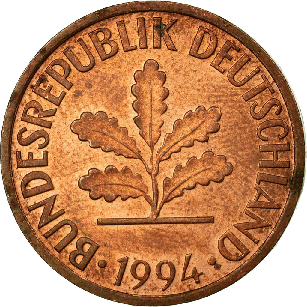 Moneta, GERMANIA - REPUBBLICA FEDERALE, 2 Pfennig, 1994, Karlsruhe, BB, Acciaio