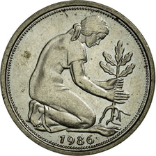 Moneda, ALEMANIA - REPÚBLICA FEDERAL, 50 Pfennig, 1986, Munich, MBC, Cobre -
