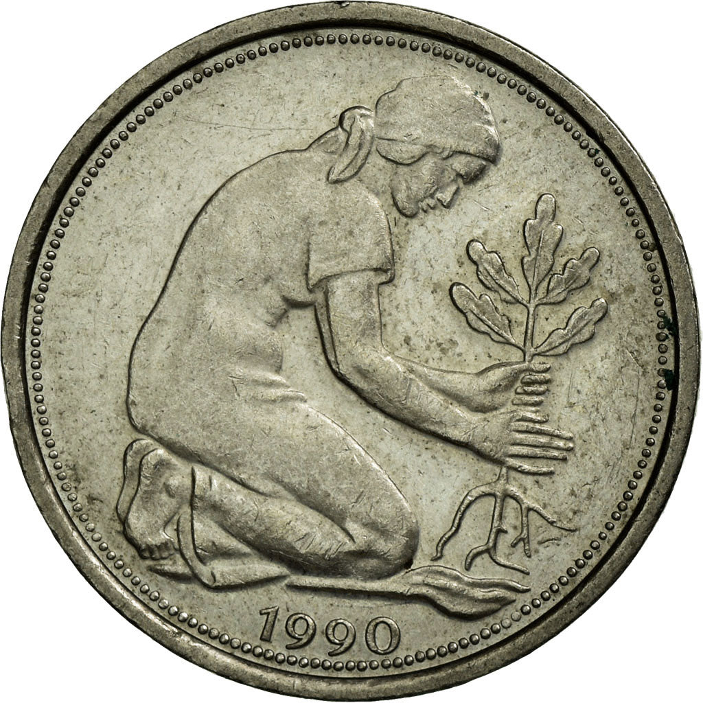 Moneta, GERMANIA - REPUBBLICA FEDERALE, 50 Pfennig, 1990, Berlin, BB