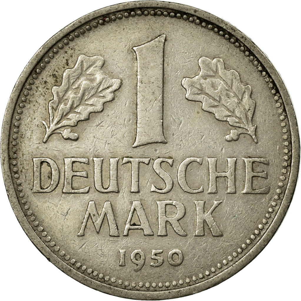 Munten, Federale Duitse Republiek, Mark, 1950, Karlsruhe, ZF, Copper-nickel
