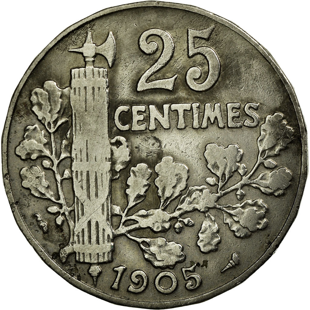 Moneda, Francia, Patey, 25 Centimes, 1905, MBC, Níquel, KM:856, Gadoury:364