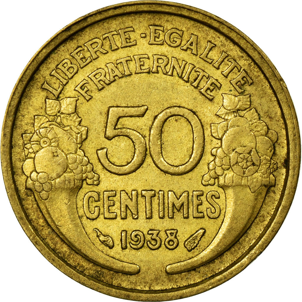 Munten, Frankrijk, Morlon, 50 Centimes, 1938, Paris, ZF, Aluminum-Bronze