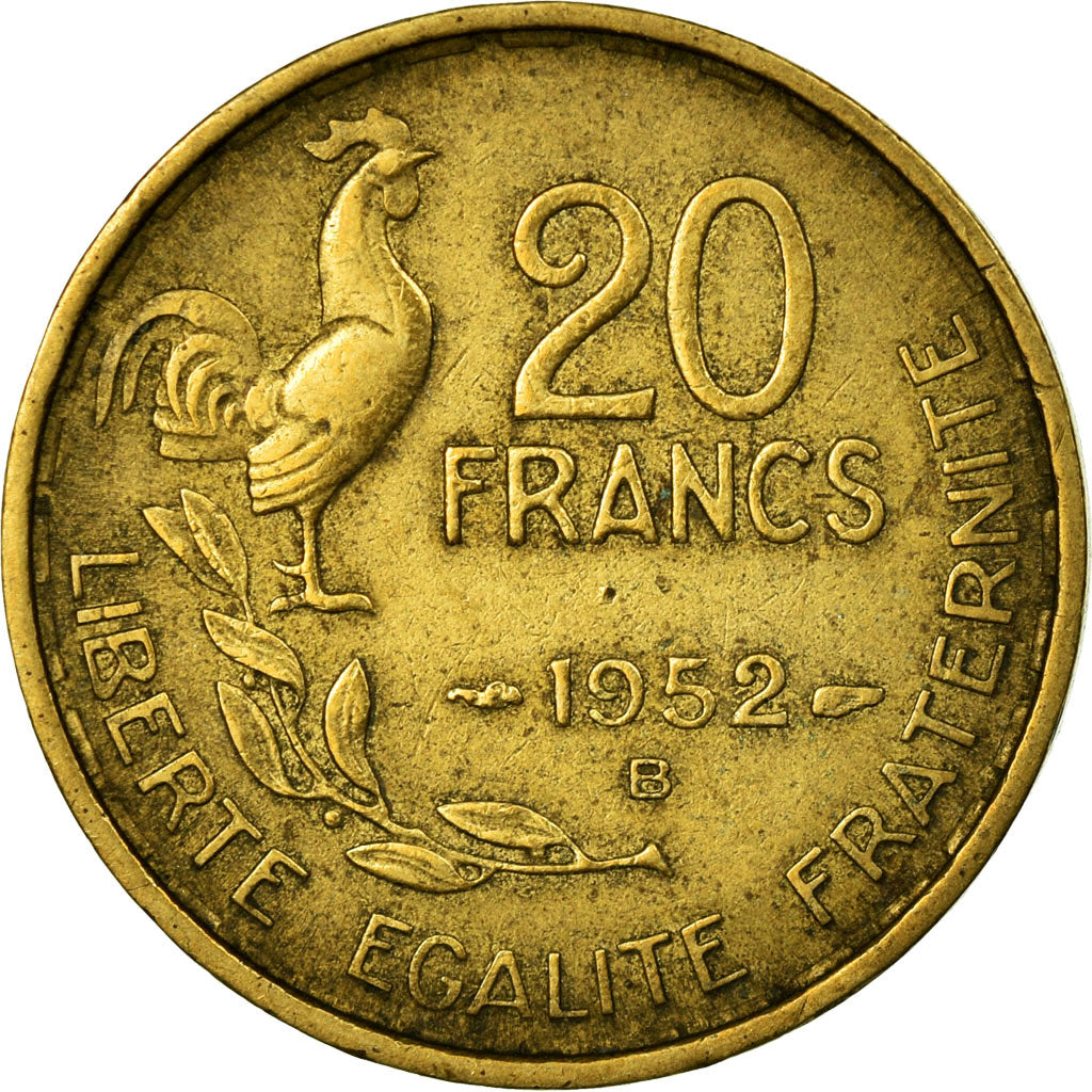 Moneta, Francia, Guiraud, 20 Francs, 1952, Beaumont - Le Roger, BB