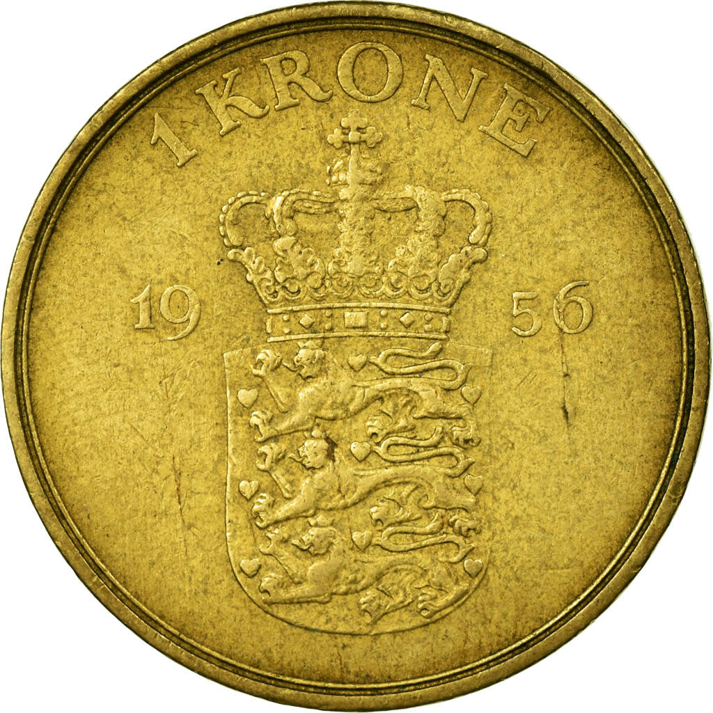 Moneta, Danimarca, Frederik IX, Krone, 1956, Copenhagen, BB, Alluminio-bronzo