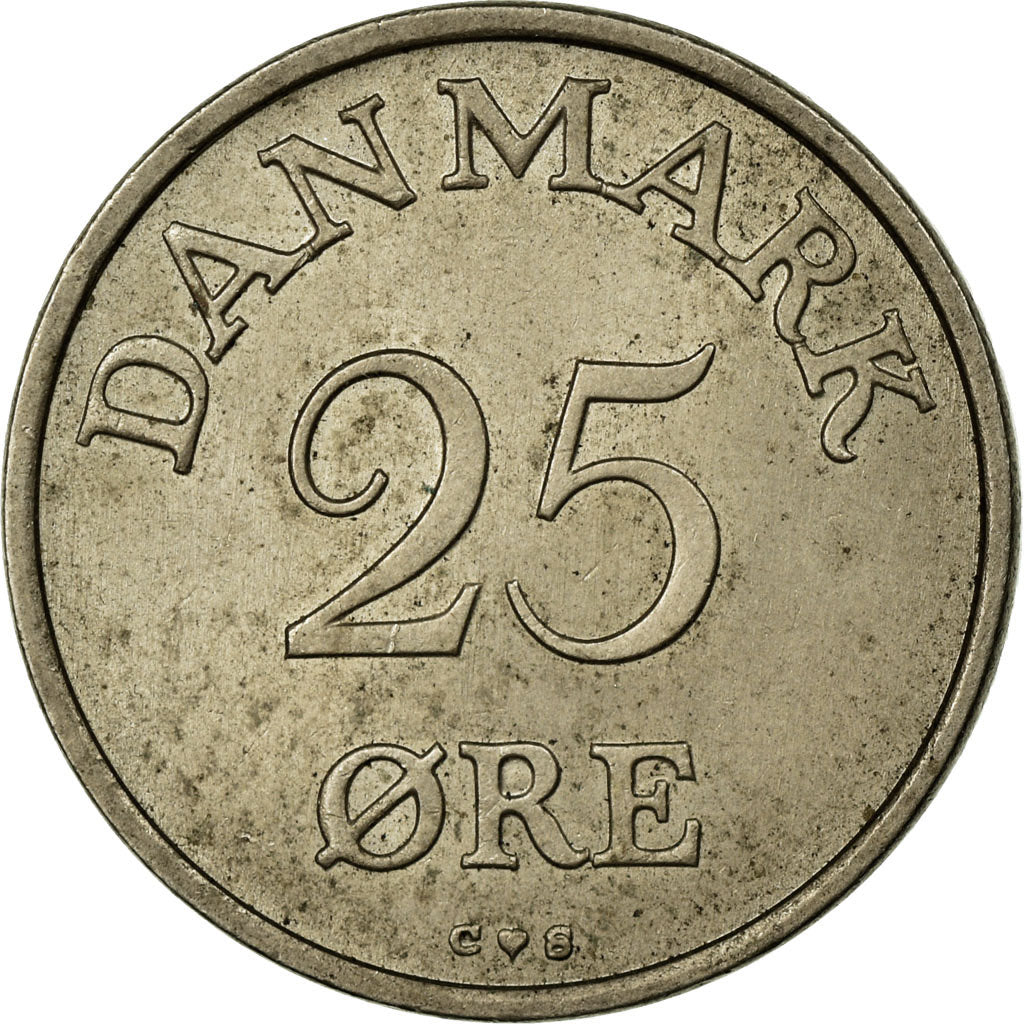 Moneta, Danimarca, Frederik IX, 25 Öre, 1960, Copenhagen, BB, Rame-nichel