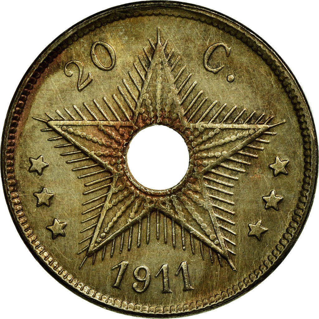Coin, Belgian Congo, 20 Centimes, 1911, VF(20-25), Copper-nickel, KM:19