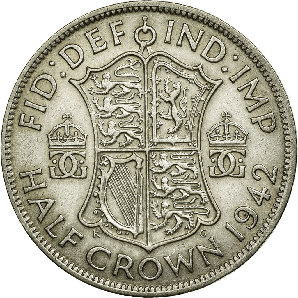 Coin, Great Britain, George VI, 1/2 Crown, 1942, AU(50-53), Silver, KM:856