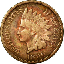 Coin, United States, Indian Head Cent, Cent, 1890, U.S. Mint, Philadelphia