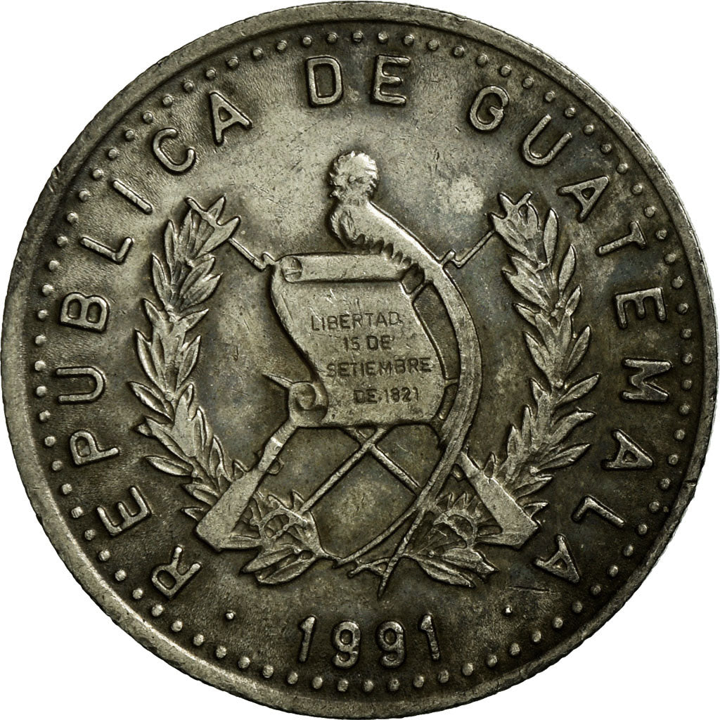 Coin, Guatemala, 10 Centavos, 1991, VF(30-35), Copper-nickel, KM:277.5