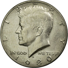 Coin, United States, Kennedy Half Dollar, Half Dollar, 1980, U.S. Mint