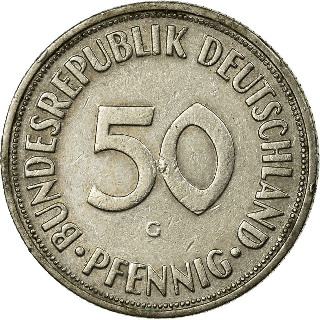 Coin, GERMANY - FEDERAL REPUBLIC, 50 Pfennig, 1968, Karlsruhe, EF(40-45)